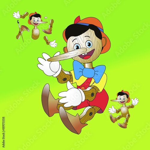 Fabulous hero Pinocchio; Wooden toy to take apart vector