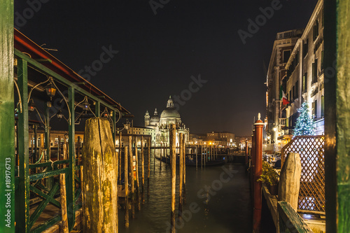 Night view of Basilica della Salute, Venice, Italy