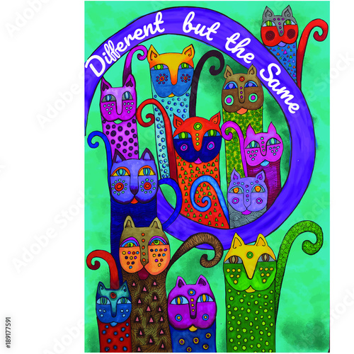 Mexican colorful cats different but the same