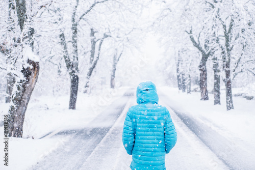 Hiker holding in the road