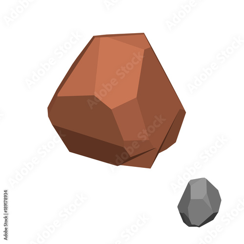 Polygonal stone. Isolated on white background. Isometric view.