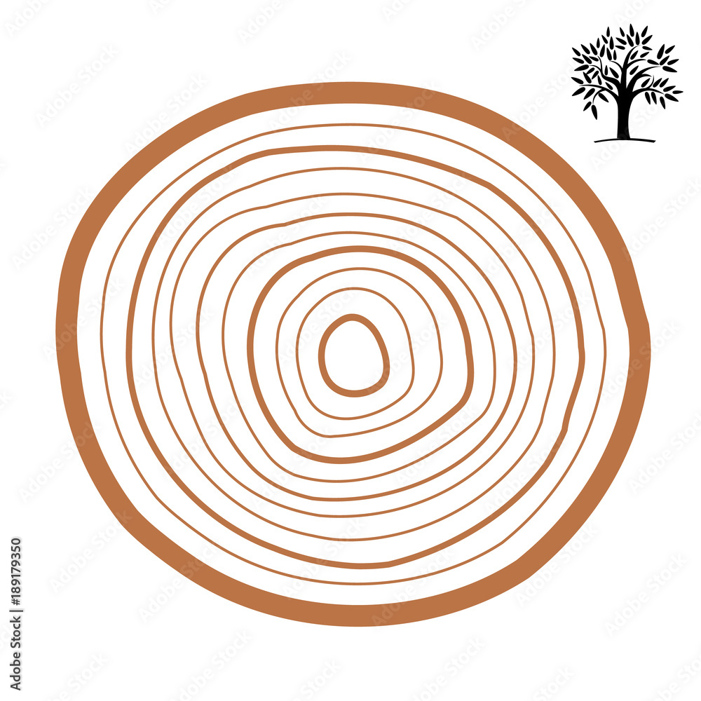 Cross-section of a tree abstract ring. Vector symbol isolated on white background. Cross-section of a tree abstract ring. Vector symbol isolated on white background.