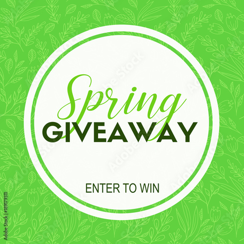 Spring giveaway card. Vector template for blogs