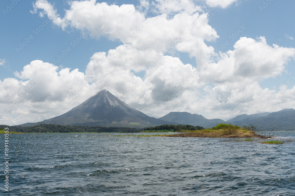 Arenal volcano in central Costa Rica seen from a nearby lake