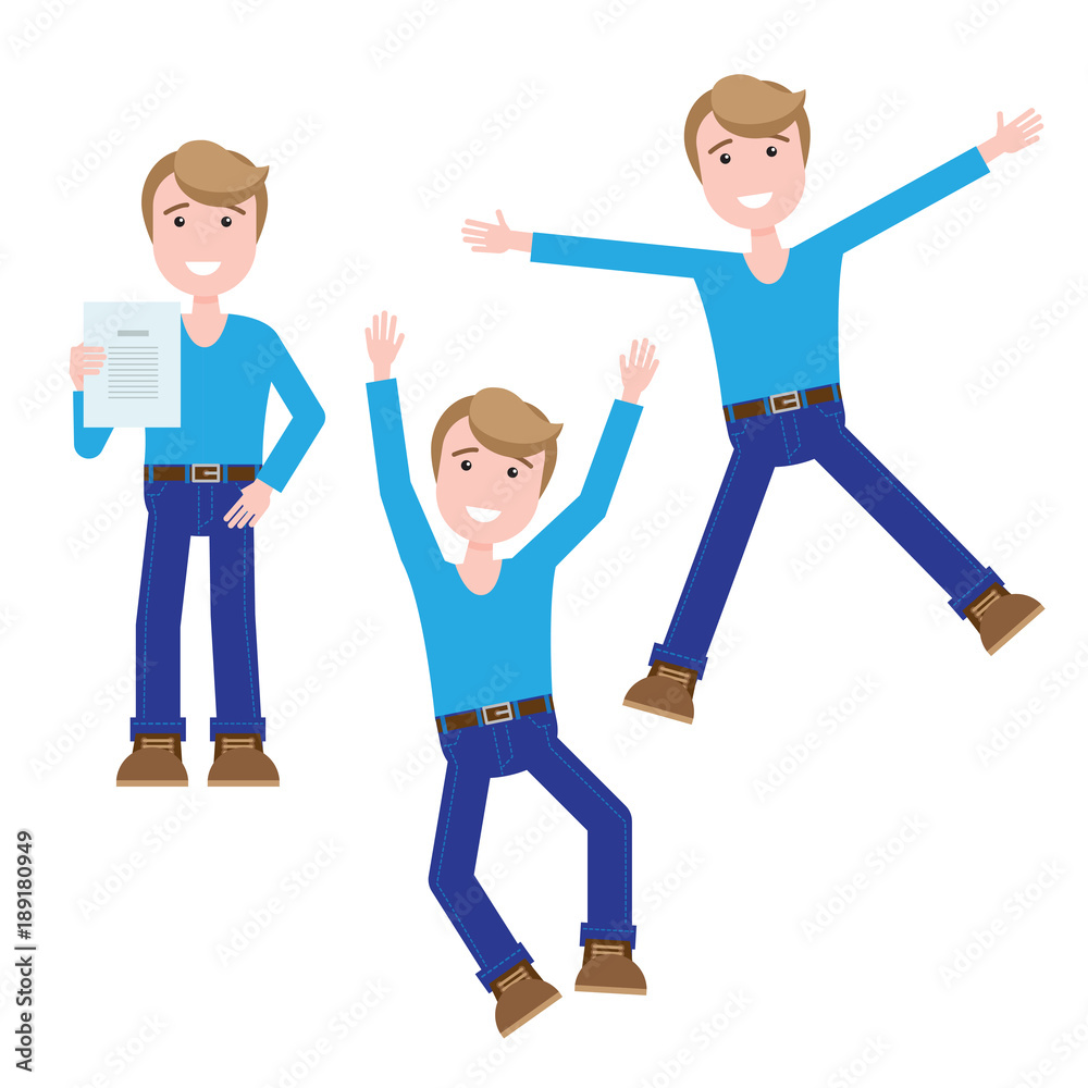 Set of a guys in different poses