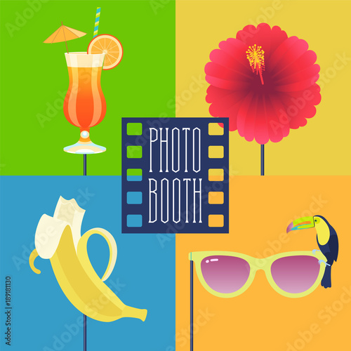 Photo booth props icon set vector illustration