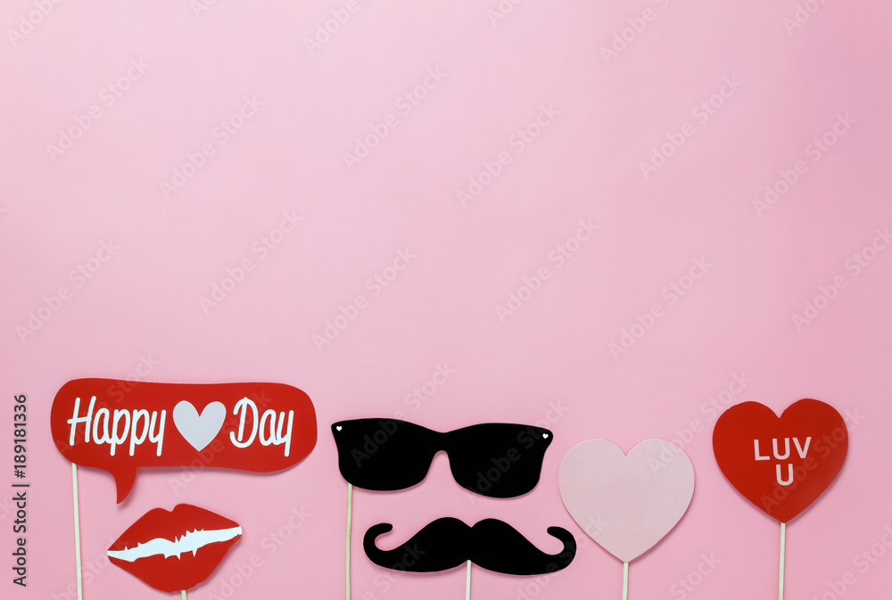 Table top view aerial image of sign valentine ’s day background concept