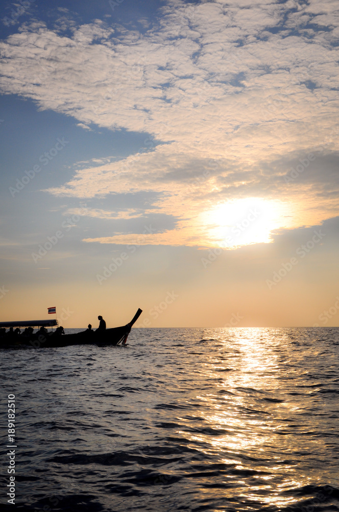 Fishermen at sunset in Ko Phi Phi