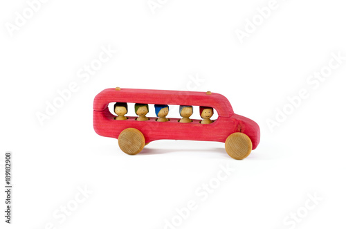 Wooden toy mini bus