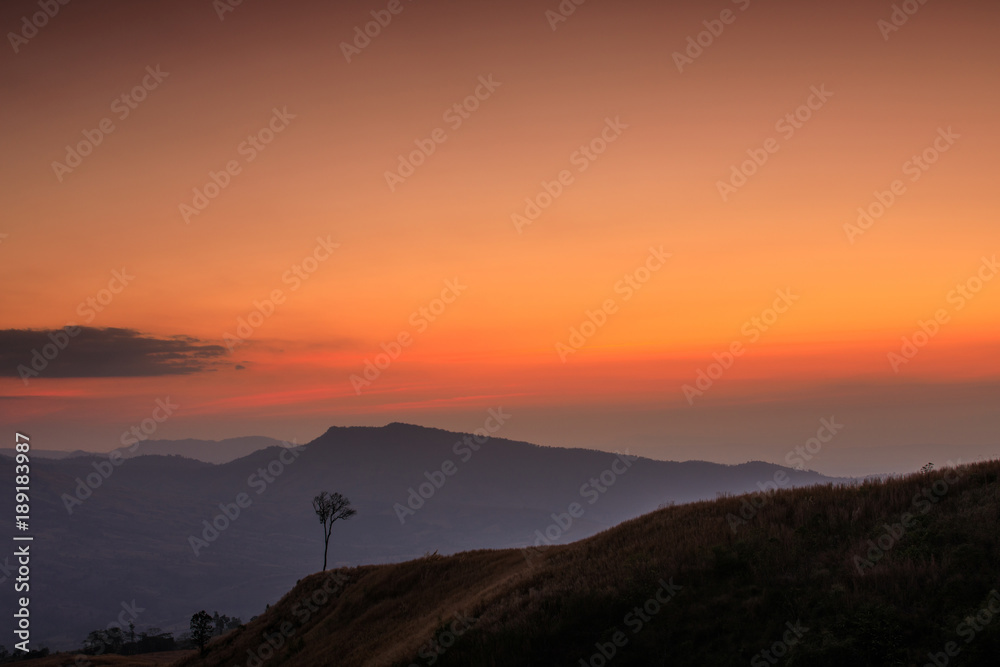 Beautiful sunset on the high mountain in Loei province, Thailand. Beautiful sunset on the high mountain in Loei province, Thailand.