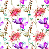 Seamless pattern with Decorative summer flowers
