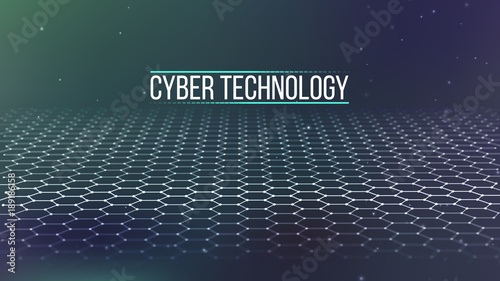 Background 3d grid.Cyber technology Ai tech wire network futuristic wireframe. Artificial intelligence . Cyber security background Vector illustration © RDVector