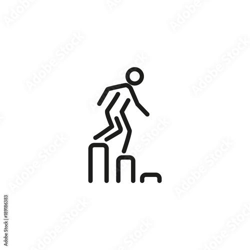 Man Going Downstairs on Diagram Line Icon