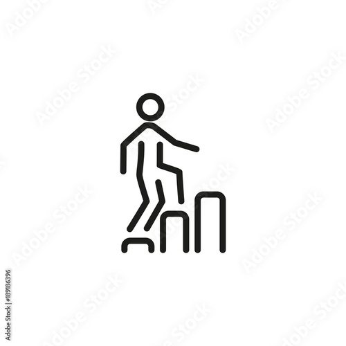 Man Going Upstairs on Diagram Line Icon