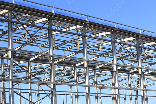 The steel frame structure is under construction