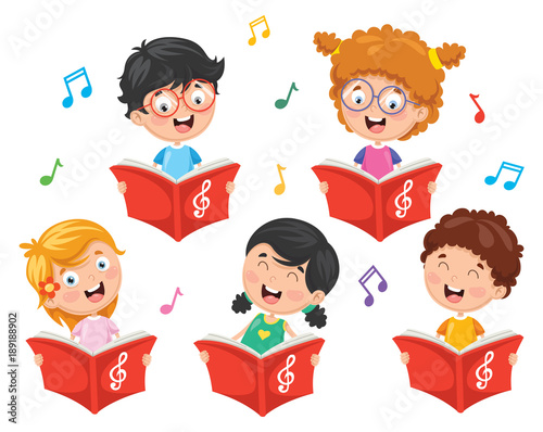 Vector Illustration Of Kids Choir