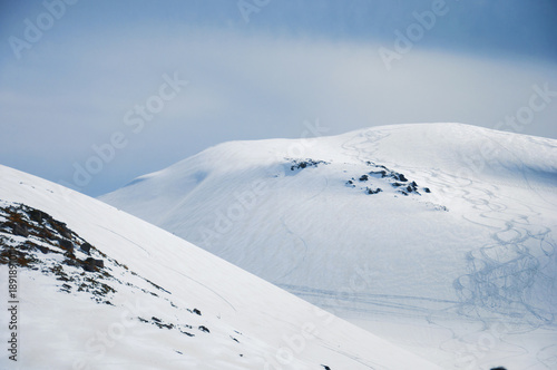Beautiful scenic view landscape of Japan alpine route at Tateyama snow mountain , play ski
