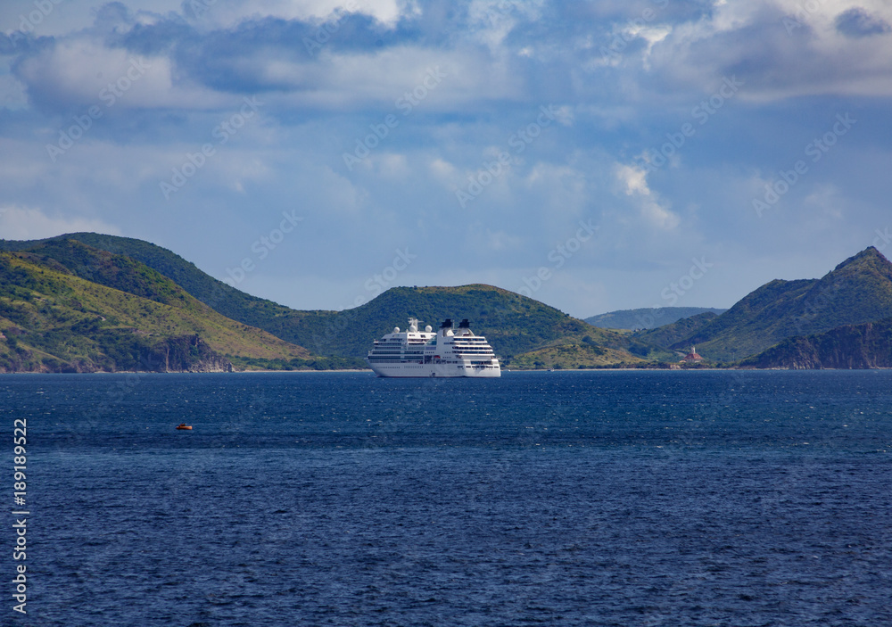 Luxury Cruise Ship in Bay of St Kitts