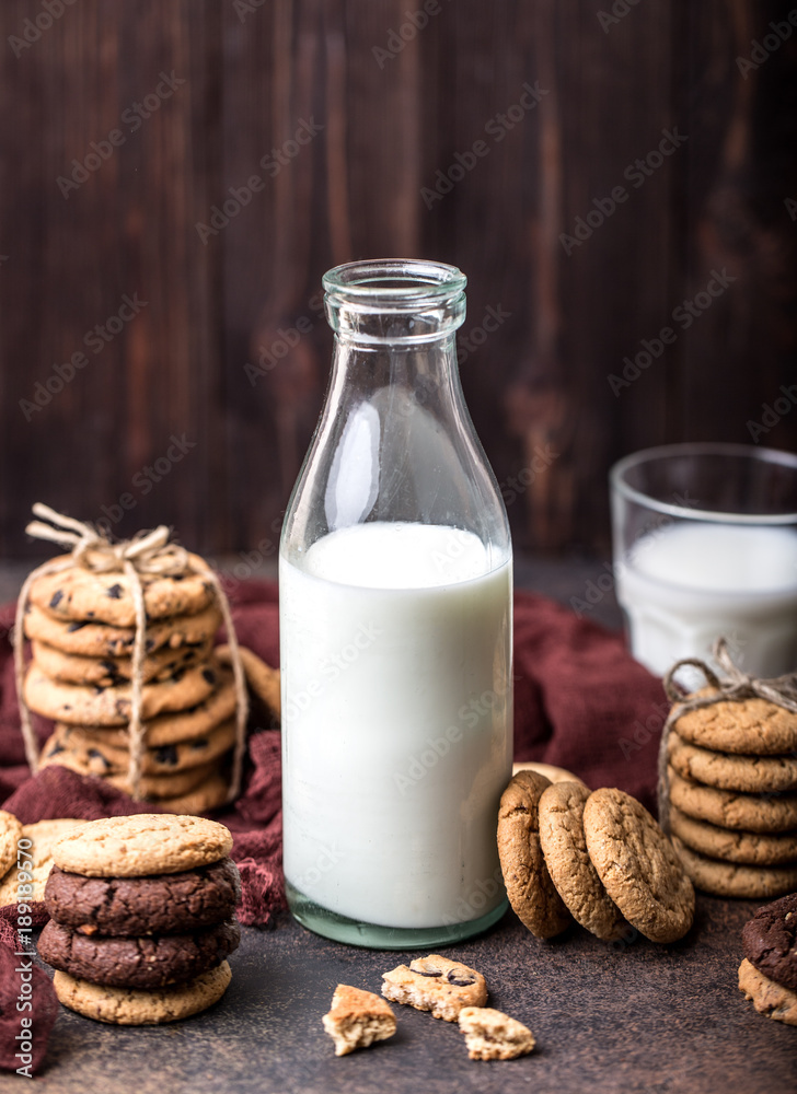 Chocolate chip cookies on wooden table. Homemade cookies dessert. Chocolate chip cookies on wooden table. Homemade cookies dessert.