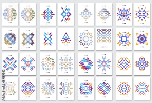 Flyer template set. Vector brochure set abstract background with pattern elements for magazine, cover, poster, layout design. A4 size.