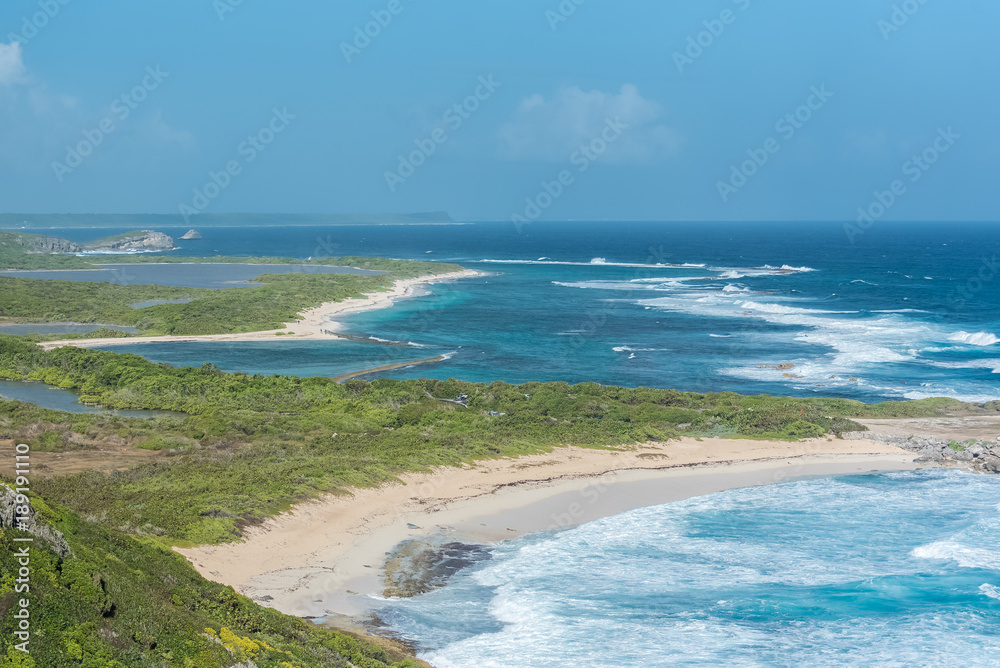 Guadeloupe, panorama from the pointe des Chateaux, beautiful seascape of the island
