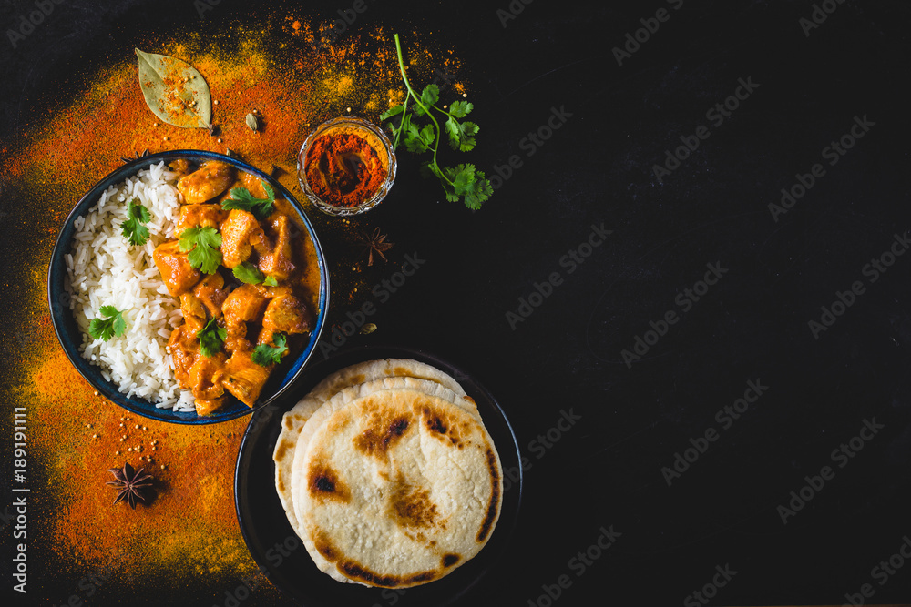 Indian butter chicken background - obrazy, fototapety, plakaty 
