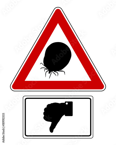 Warnschild mit Zusatzschild Daumen runter