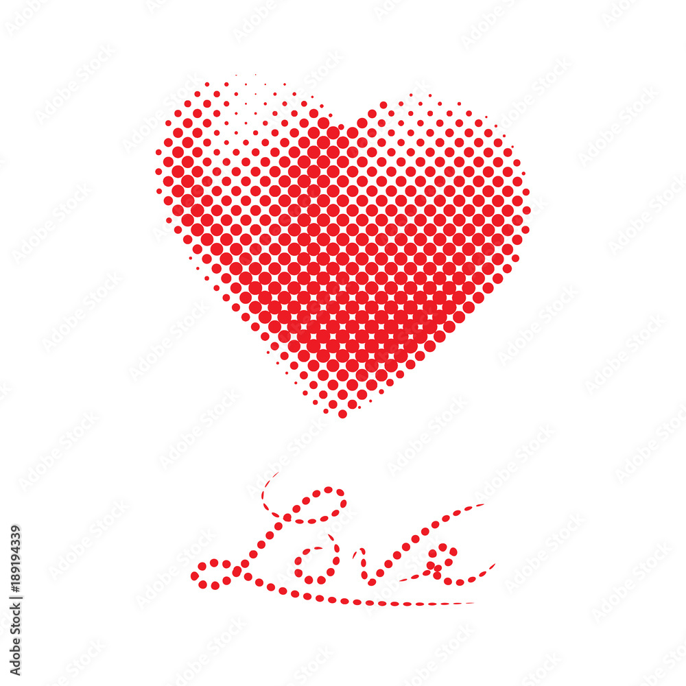 Red Heart with Halftone dots effect Valentines day background