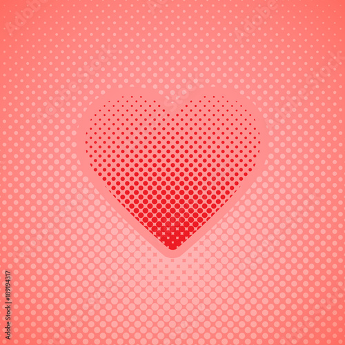 Red Heart with Halftone dots effect Valentines day background
