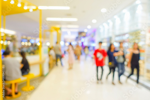 Blurred image of people walking to shopping
