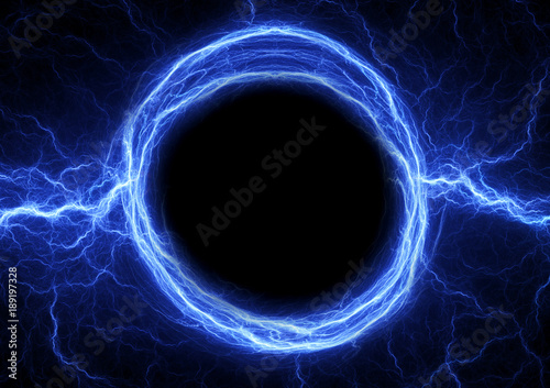 Blue lightning ball, abstract electrical plasma background