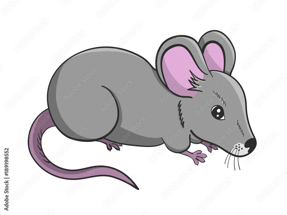 Cartoon illustration of grey cute mouse Cartoon illustration of grey cute mouse