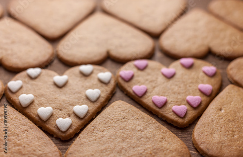 gingerbread cookies heart shaped love concept