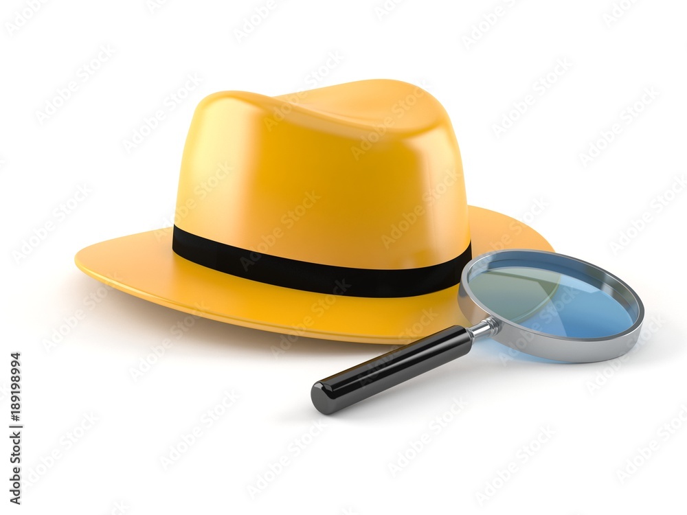 Fototapeta premium Detective hat with magnifying glass