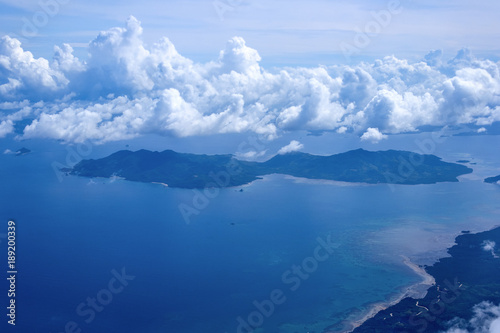 Beautiful aerial view of the islands from the plane