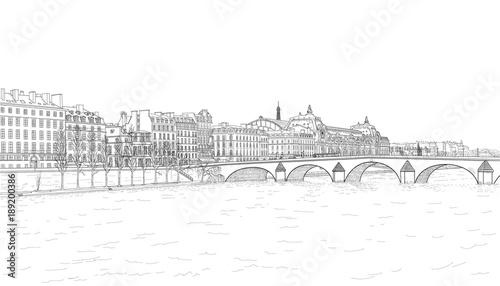sketch of Seine embankment