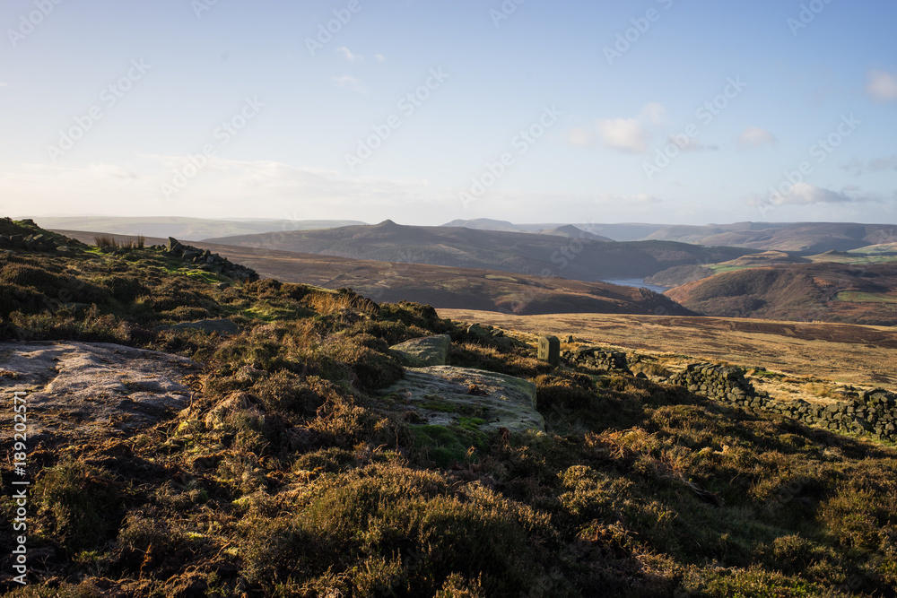 View from Stanage Edge to Ladybower Reservoir, Peak District