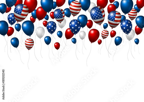 USA or America balloon design of American flag isolated on white background vector illustration