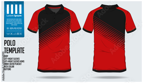 Polo t shirt sport design template for soccer jersey, football kit or sport club. Sport uniform in front view and back view. T-shirt mock up for sport club. Vector Illustration.