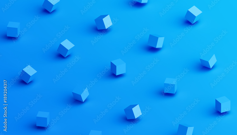 Abstract 3d rendering of geometric shapes. Computer generated minimalistic background with cubes. Modern design for poster, cover, branding, banner, placard