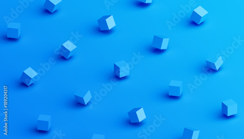 Abstract 3d rendering of geometric shapes. Computer generated minimalistic background with cubes. Modern design for poster, cover, branding, banner, placard