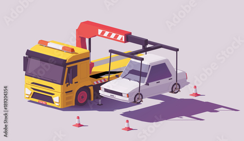 Vector low poly tow truck