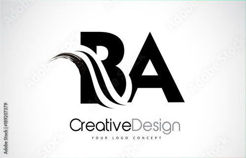 BA B A Creative Brush Black Letters Design With Swoosh