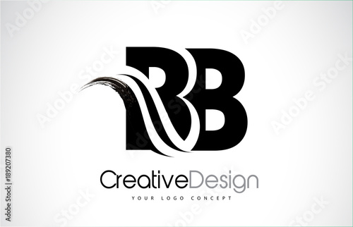 BB B B Creative Brush Black Letters Design With Swoosh