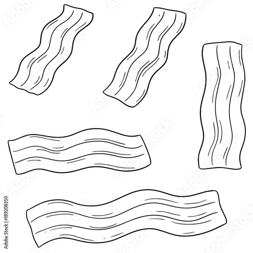 vector set of bacon