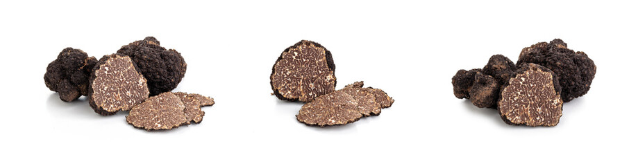Black truffles and oak leaves.