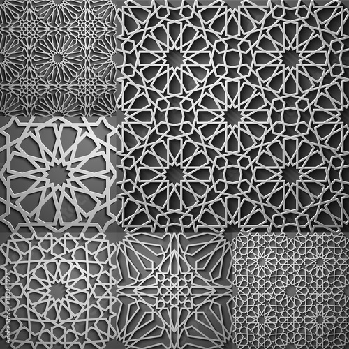 Islamic pattern . Seamless arabic geometric pattern, east ornament, indian ornament, persian motif, 3D. Endless texture can be used for wallpaper, pattern fills, web page background .
