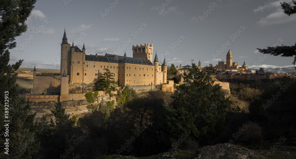 The Famous Alcazar Castle and The Cathedral of Segovia, Spain.