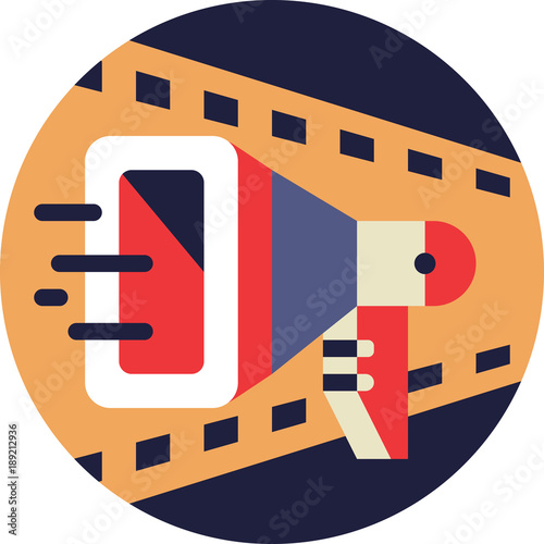 Cinema Directors Loudspeaker Icon in Flat Style