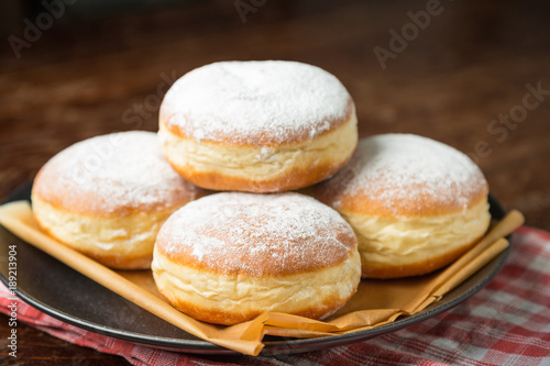 Group of Krapfen on a Plate